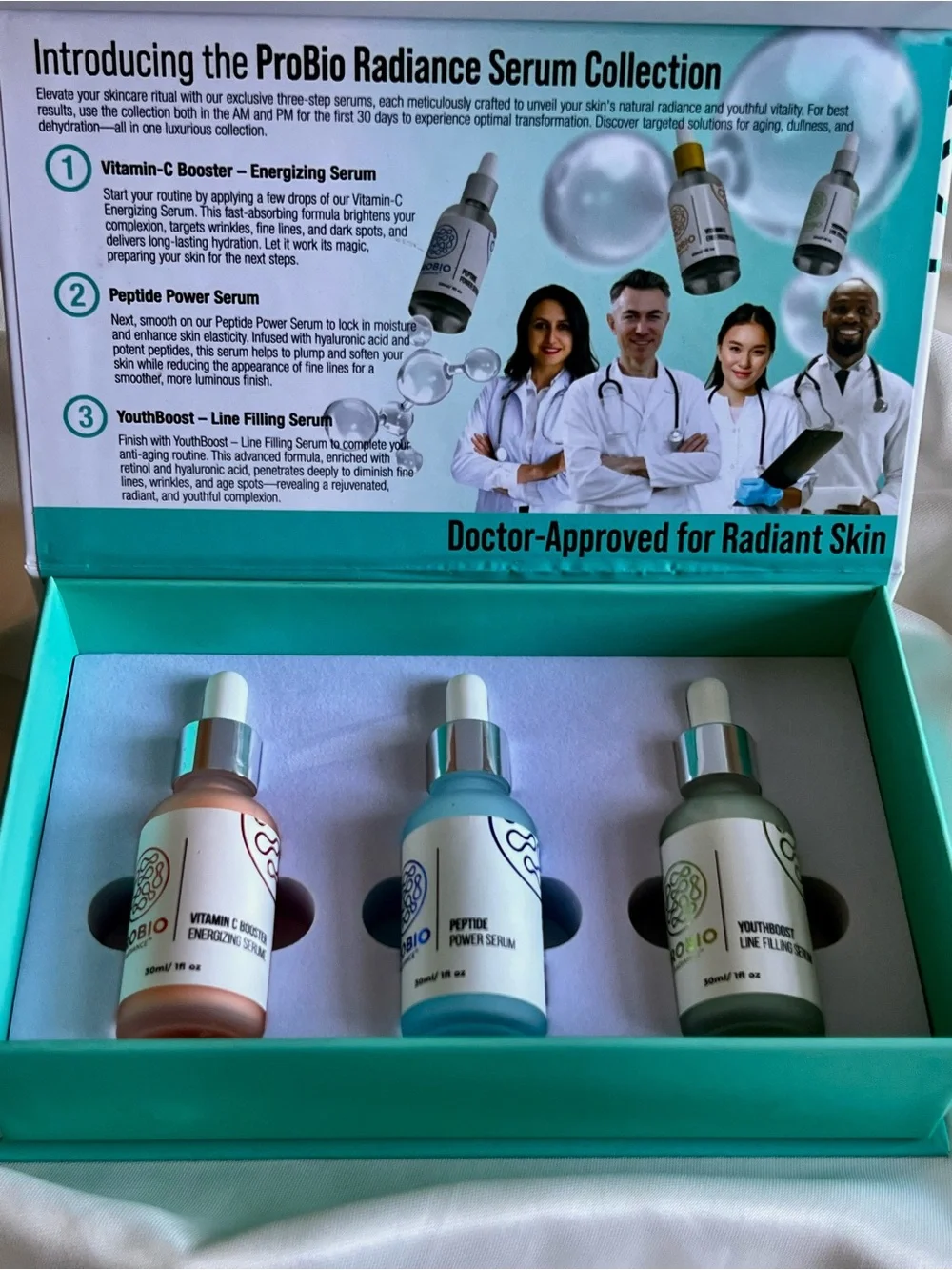 PROBIO 3-Step Anti-Aging Serum Set – Vitamin C, Peptide & YouthBoost